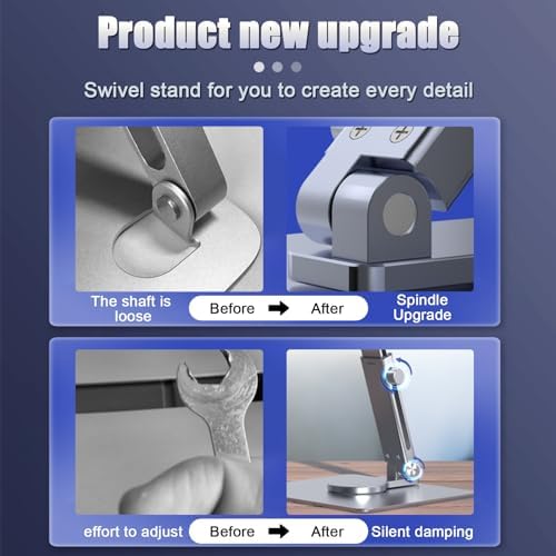 Revolutionize Your Workspace with the 360° Rotating Aluminum Tablet Stand Holder – Adjustable, Foldable Desk Accessory for 4.7″-13.5″ Devices, Perfect for Enhanced Productivity and Comfort