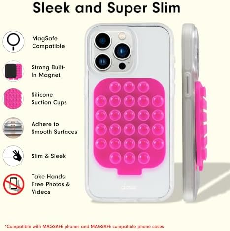 Sonix Magnetic Silicone Suction Cup Phone Mount for i Phone – Fluorescent Green Mag Safe Compatible Holder for Hands-Free Navigation and Streaming – Secure Grip, Easy Installation, and Vibrant Style for Your Vehicle Interior