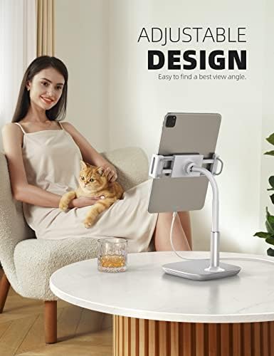 Transform Your Tablet Experience with the Lamicall Gooseneck Mount – Sturdy 2.5 lb Base for Ultimate Stability, Adjustable Design for 360-Degree Rotation, Perfect for i Pad Pro, Kindle & More – Enhance Hands-Free Convenience in a Stylish White Finish
