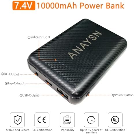 Ultimate 10000 m Ah Rechargeable Battery for Heated Apparel: High-Performance Power Bank with 7.4 V Output for Vests, Jackets, and Hoodies – Lightweight, Quick Charge, and Enhanced Compatibility for All Your Cold Weather Adventures