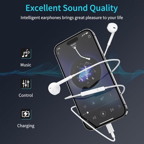 Elevate Your Audio Experience with YOOQLE Wired Headphones – Dual Pack of High-Fidelity Stereo Earbuds Featuring Advanced Noise Isolation, Integrated Microphone, and Effortless Volume Control for Seamless i Phone Connectivity – Ideal for Music Lovers and Active Lifestyles with Compatibility for i Phone 14/13/12/11/XR/XS/X/8/7/SE