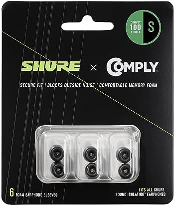 Transform Your Listening Experience with Shure Comply Foam Sleeves 100 Series – Ultra-Comfort Memory Foam Ear Tips for Enhanced Sound Isolation – 6-Pack (Medium Size) – Perfect Replacement Earbud Accessories for Optimal Fit and Immersive Audio Performance
