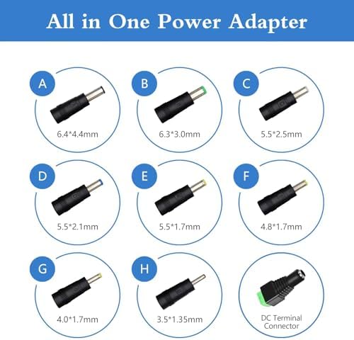 Universal 6 V 2 A AC Adapter Dual Pack – Efficient Power Supply with 9 Interchangeable DC Plug Tips for Maximum Device Compatibility – Perfect for Sensor Trash Cans, Elliptical Monitors & More – Reliable 12 W Output for Rapid Charging and Extended Device Lifespan