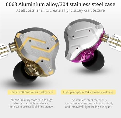 Revolutionize Your Audio Journey with keephifi KZ ZS10 Pro IEM Earphones – Featuring 4 Balanced Armature & 1 Dynamic Driver for Superior Sound Clarity, Durable Stainless Steel Design, and Detachable 2-Pin Cable – Striking Purple Finish with Integrated Mic for Effortless Communication – Noise-Isolating In-Ear Headphones for Unmatched Comfort and Versatile Device Compatibility