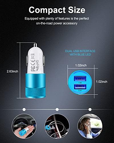 Rapid Charge Dual USB Car Charger Set – 2-Pack, 3.4 A High-Speed Adapter for i Phone 15/14/13/12/11 Pro Max & Samsung Galaxy S23/S22/S21 – Compact Design with Enhanced Safety and Compatibility for Effortless On-the-Go Power Solutions