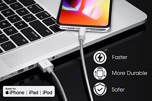 Revolutionize Your Charging Routine with the MFi Certified 6.6 ft Chew-Proof Metal Braided Lightning Cable – Durable Stainless Steel Design for Fast Charging & Data Sync with Apple Devices, Enhanced Safety Features for Everyday Use