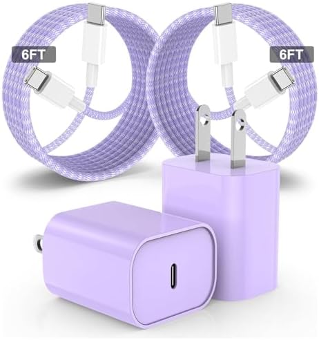 Elevate Your Charging Experience: 20 W USB-C Fast Charging Kit for i Phone 15 & 16 – 2 Pack Wall Adapter with 6 FT Cables – Stylish Pink Design for i Phone 16 Pro Max, 15 Pro Max & i Pad Pro – Enhanced Compatibility & Rapid Power Delivery