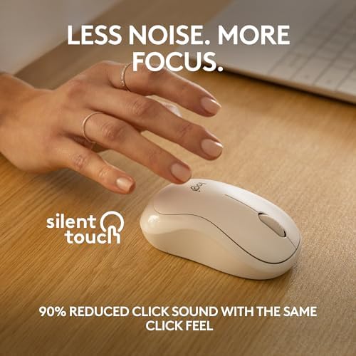 Logitech M240 Silent Bluetooth Mouse – Wireless & Compact Design for Effortless Navigation, 18-Month Battery Life, and Smooth Tracking on All Surfaces – Ideal for Windows, mac OS, Chrome OS – Portable Off White Solution for Professionals on the Go