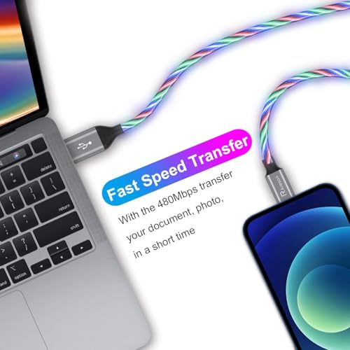 Illuminate Your Charging Experience with the 6 FT Pink LED Lightning Cable – MFi Certified Fast Charging Cord for i Phone 13, 12, 11 Pro Max, XR, XS, X, 8 Plus, 7 Plus, 6 Plus, 5 s & i Pad – Stylish, Durable, and Conveniently Long for Enhanced Flexibility and Quick Power-Up