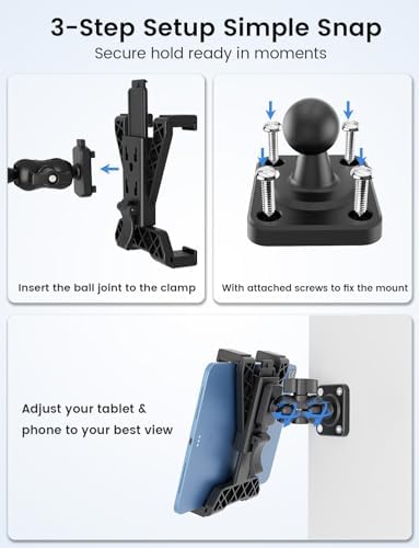 OHLPRO Heavy-Duty Adjustable Tablet Car Mount for i Pad, i Pad Mini & Samsung Galaxy – Ultimate Versatile Holder for 7″-11.5″ Tablets – Secure Dash, Wall, or Desk Installation for Hands-Free Navigation & Productivity Enhancement