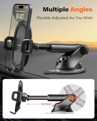 Ultimate APPS2 Universal Car Suction Cup Phone Mount – Secure Dashboard Holder for i Phone & Samsung – 360° Rotation, Sticky Gel Pad for Enhanced Stability – Effortless Installation & Hands-Free Navigation – Ideal for All Smartphone Models