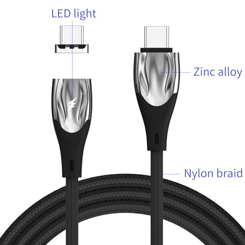 High-Performance 100 W Magnetic USB-C Charging Cable with Right Angle Design | 480 Mbps Data Transfer for Speed & Efficiency | Fast Charging Compatible with All USB-C Devices | Durable & Versatile Charging Solution
