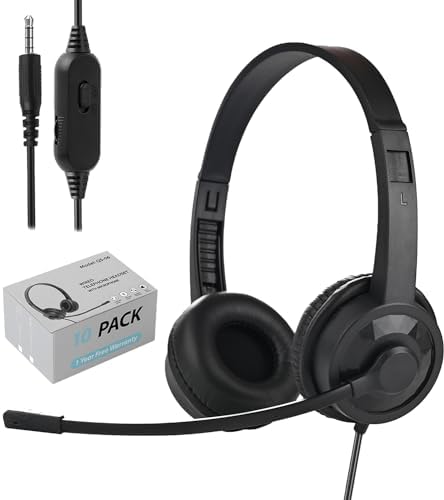Premium Dual Pack Kids Classroom Headphones with Integrated Microphone – Robust 3.5 mm Wired Headset for Enhanced Educational Engagement on Laptops, Chromebooks, and PCs – Lightweight, Comfortable, and Ergonomically Designed for All-Day Use
