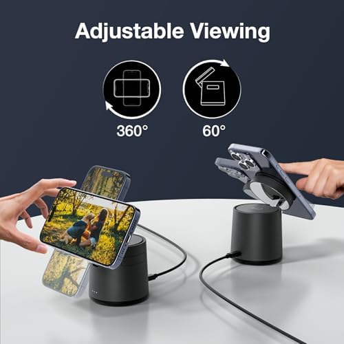 2025 Enhanced 3-in-1 Apple Charging Station: Adjustable Wireless Dock with Fast Charging for i Phone 16/15/14/13/12 Pro Max, Apple Watch, and Air Pods – Eco-Friendly, Portable Design for Ultimate Convenience and Productivity