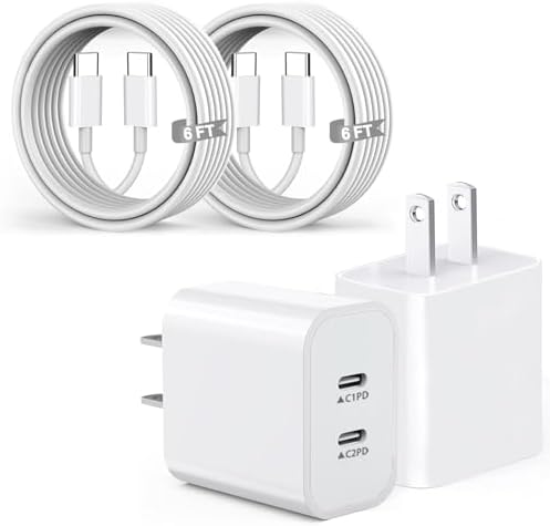 High-Speed USB C Dual Port Charger Block – 2-Pack Type C Wall Charger for i Phone 16/15/14/13/12/11 & i Pad – Fast Charging, Compact Design, Universal Compatibility, Built-in Safety Features for Efficient Power Delivery