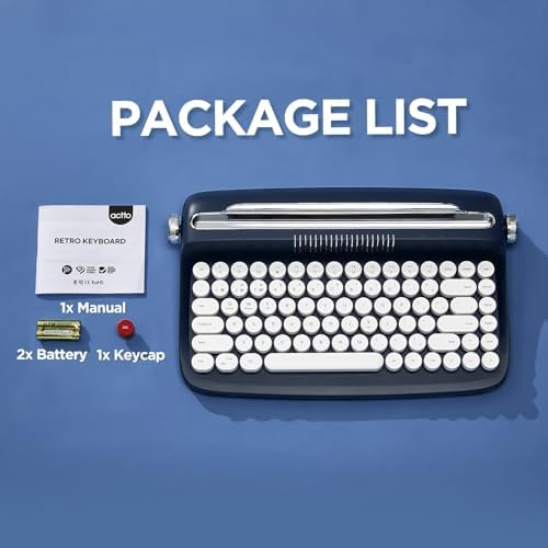 YUNZII ACTTO B303 Wireless Typewriter Keyboard – Adorable Sweet Mint Retro Design with Bluetooth Connectivity for Seamless Multi-Device Typing – Integrated Stand for Tablets, Phones, PCs – Perfect for Windows, Mac, Android Users – Elevate Your Workspace with Vintage Charm and Enhanced Typing Speed