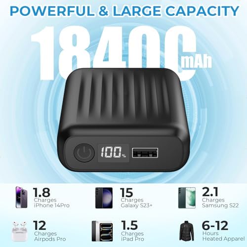 Ultimate Heated Vest Battery Pack – Versatile Rechargeable Power Bank with LED Display, Multi-Output Charging for Heated Jackets and Devices, Compact and Lightweight for Outdoor Adventures