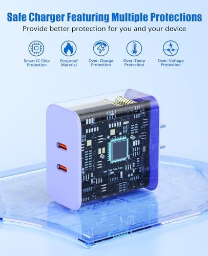 Ultra-Fast 40 W Dual-Port USB-C Charger with 4 Premium 6 FT Cables | Perfect for i Phone 16/15 Pro Max, i Pad Pro & Samsung S24 | Compact, Travel-Ready Design for Effortless Charging | Experience Rapid Power Delivery & Versatile Compatibility for All Devices