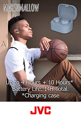 JVC HAA10 TH Wireless Earbuds with Bluetooth 5.0 – Superior Sound Quality, IPX5 Water-Resistant Design, Extended 14-Hour Battery Life with Charging Case, Comfort Fit Memory Foam Tips, Misty Gray – Perfect for Active Lifestyles and Everyday Use