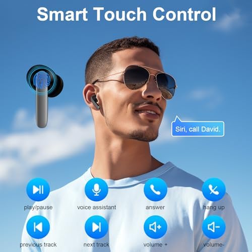Premium Bluetooth 5.3 Sports Earbuds with IPX7 Waterproofing: Exceptional Noise Cancellation and 60 Hours Playtime – Ergonomic Fit for i Phone 15/16 & Samsung Galaxy S Series – Ultimate Sound Experience for Active Lifestyles and Outdoor Adventures