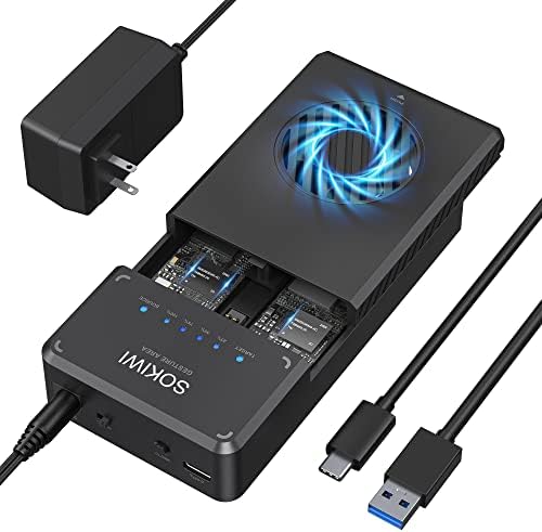 Sokiwi Tool-Free M.2 NVMe SATA SSD Enclosure Adapter – High-Speed USB 3.2 Gen2 10 Gbps External Drive Converter for M-Key/B+M Key SSDs – Compact and Durable Solution for Data Transfer, Backup, and Storage Expansion – Supports UASP & TRIM for Optimal Performance