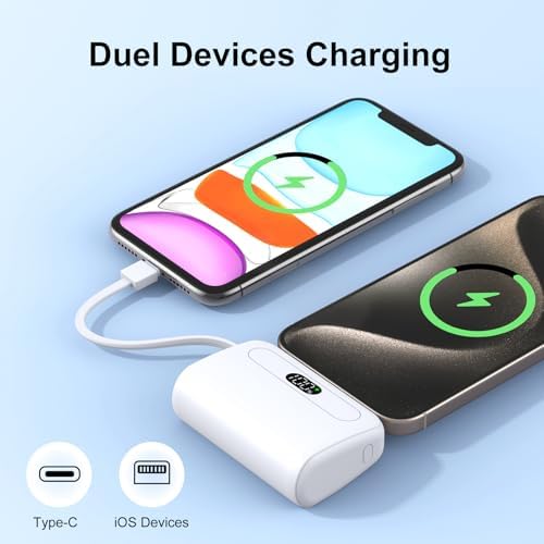 High-Capacity 12000 m Ah Mini Power Bank – Ultra-Portable Dual Device USB-C Charger for Android & i Phone 11-16 Series – Fast Charging Battery Pack for On-the-Go Power Solutions