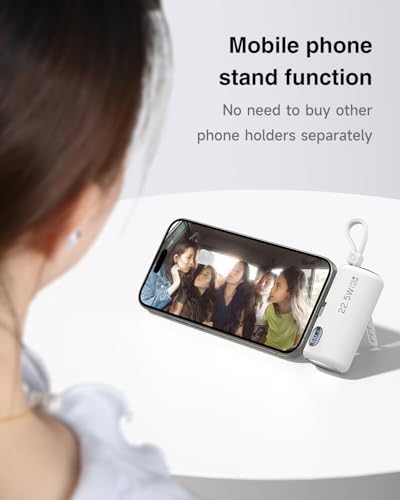 Compact 5000 m Ah Mini Power Bank with Integrated Foldable USB-C Connector – 22.5 W Fast Charging Portable Charger for i Phone 16/15/14/13/12/11, Samsung, Huawei, i Pad & More – Ultimate Solution for On-the-Go Power and Convenience