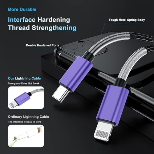 10-Foot Apple MFi Certified USB C to Lightning Charging Cable – Dual Pack High-Speed i Phone Charger for 14/13/12 Series and i Pad – Durable Long Charging Cord for Ultimate Convenience and Flexibility