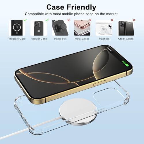 Magnetic Wireless Charger Duo for i Phone 16/15/14 – 6 FT Long 15 W Fast Charging Pad with 20 W USB-C Power Adapter – Universal Compatibility for i Phone 16 Series & Air Pods – Enhanced Safety Features for Swift, Secure Charging at Home or On-the-Go