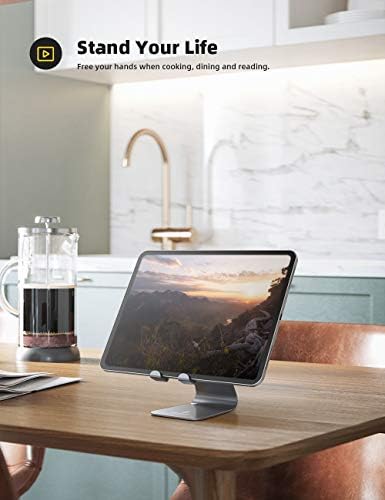 Versatile Multi-Angle Adjustable Tablet Dock for Enhanced Viewing – Premium Cradle Stand Compatible with i Pad Pro, Galaxy Tab, Fire HD & More – Perfect for Work, Entertainment, and Video Conferencing – Lightweight, Sturdy Design with Modern Aesthetic for Home or Office Use