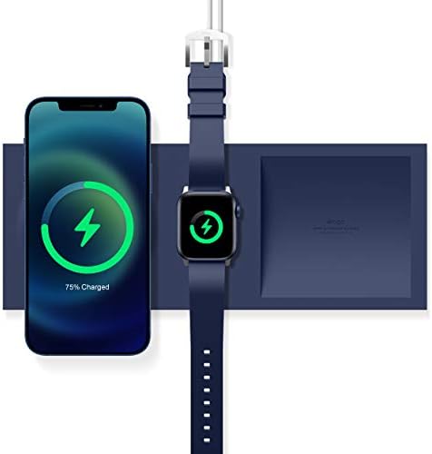 elago Charging Tray Duo Compatible with MagSafe Charger and Compatible with Apple Watch Charger, Compatible with iPhone 16/15/14/13/12, AirPods Wireless Case [Black][Charging Cable Not Included] – Enhanced Compatibility and Speed