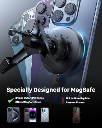 Magsafe Car Mount Charger for Mercedes Benz/Mini Cooper 2020-23&Countryman, Audi A1, Mercedes Benz Car Accessories, 15W Fast Charging Magnetic Wireless Charger for iPhone 16 15 14 13 12 Series – Enhanced Compatibility and Speed