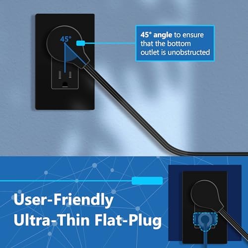 LIDER Ultra-Thin Flat-Face Outlet Extender with 3 Receptacles – Space-Saving Power Strip with 3 ft Cord, ETL-Listed for Safety, Sleek White Design for Modern Interiors – Perfect Solution for Enhanced Device Charging and Versatile Placement