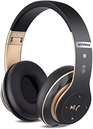Ultimate Hi-Fi Over-Ear Wireless Bluetooth Headphones – Stylish Black & Gold Design with Built-In Microphone, FM Radio, and Foldable Portability for Superior Comfort and Enhanced Sound Experience