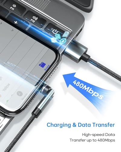 Kuulaa 6 FT 540 Rotating 3-in-1 Magnetic Phone Charger Cable – Universal Fast Charging & Data Transfer for Micro USB, Type C, i Phone Devices – Durable Nylon-Braided Design with 3 A Power and 480 Mbps Speed – Effortless Connection for Home, Office & Travel Use