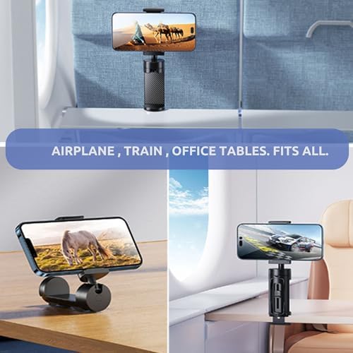 2 Pack Universal Airplane Phone Holder – Compact Hands-Free Cell Phone Stand for Travel, Cruising, and Driving – Mini Foldable Mount Compatible with i Phone, Samsung, and Android – Essential Travel Accessory for Easy Viewing and Navigation