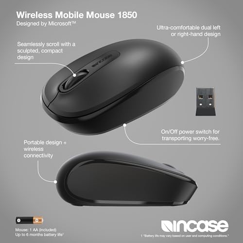 Light Orchid Incase Wireless Mobile Mouse 1850 – Microsoft-Designed, Ambidextrous Comfort, 6-Month Battery for Ultimate Portability, Nano Transceiver for Seamless Connectivity, Compatible with Mac & Windows 8/10/11 – Elevate Your Productivity and Style