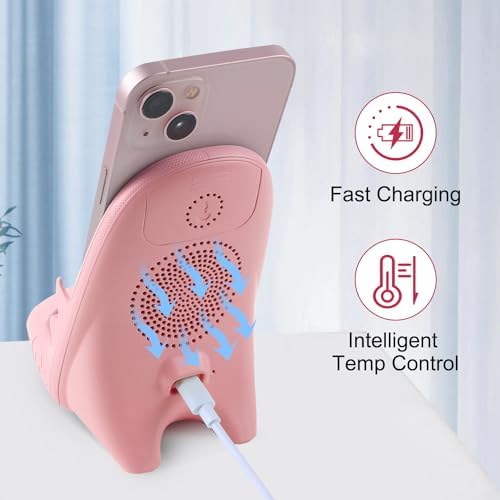 Compact 3-in-1 Wireless Fast Charger & Phone Stand with Built-in Speaker – Stylish Mini Chair Design in Pink for Efficient Charging and Enhanced Audio Experience – Perfect Portable Accessory for Home or Office Use