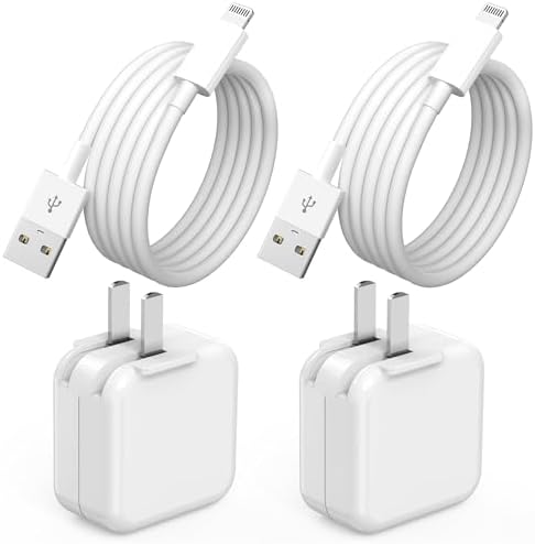 Apple Certified Fast Charging Cable Set for i Pad & i Phone – 6 FT USB to Lightning Cables & 12 W Foldable Travel Charger | Enhanced Compatibility for i Pad Pro, i Pad Air & More | Optimal Speed & Durability for On-the-Go Charging