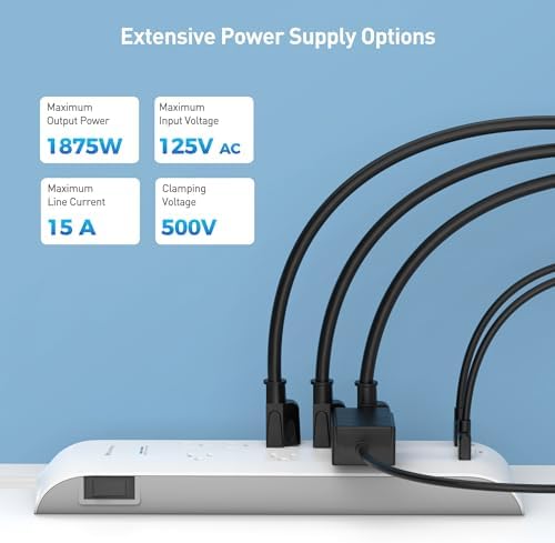 Maximize Your Charging Potential with the Cable Matters 8-Outlet Surge Protector Power Strip – 1800 Joules Safety, USB-A & USB-C Ports for Rapid Device Charging, 8 ft Cord, Wall-Mountable Design, Perfect for i Phone 16/15 Pro Max, i Pad Pro, Galaxy S23 and More!