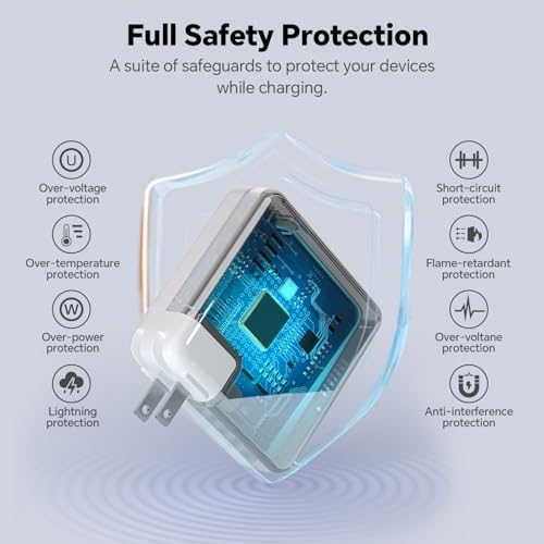 67 W USB C Fast Charger for Mac Book Pro & Air – Universal Power Solution for i Pad Pro, Samsung Galaxy & All Type-C Devices – Includes 6.6 ft USB C Cable for Optimal Versatility – Compact, Durable Design with Advanced Safety Features for Reliable Power Delivery