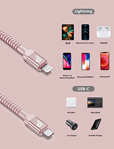 6 FT MFi Certified USB-C to Lightning Charging Cable Pack – Rapid Charge & Data Sync for i Phone 13, 12, 11 Pro Max, SE, & i Pad 8 th Gen – Durable Green Cords for Enhanced Flexibility & Style