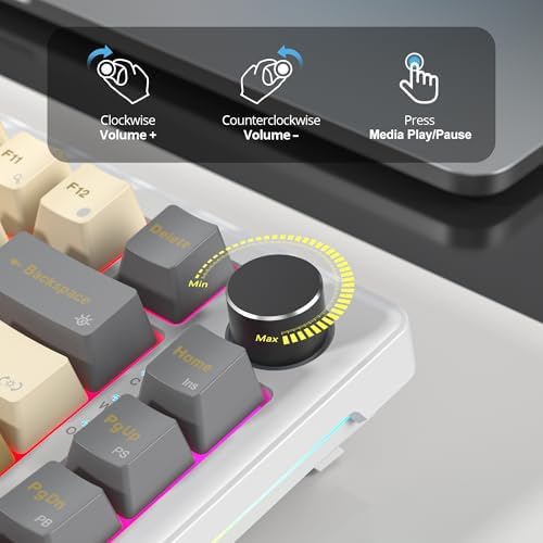 Transform Your Gaming Setup with the 75% Monster B Wired Mechanical Keyboard – 82 Keys, Gasket Mount Design, Hot-Swappable White Switches, RGB Lighting, Programmable Features for Mac/Windows – Unmatched Speed and Comfort for Gamers and Professionals