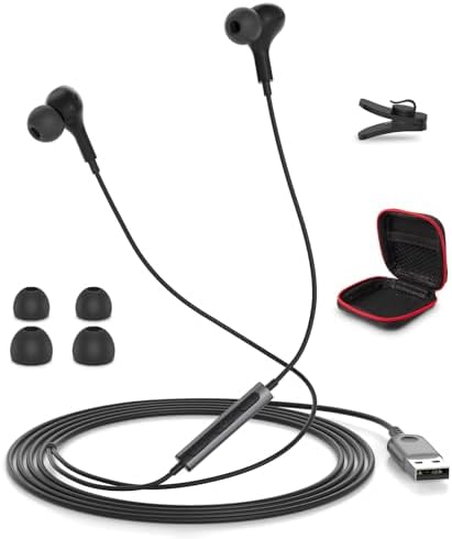 Enhance Your Audio Clarity: Advanced USB Wired Earbuds with 7.5 FT Cord, Noise-Canceling Mic, and Magnetic Storage – Ideal for Zoom Calls, Gaming, and Mac Book Pro Connectivity – Comfort Meets Performance