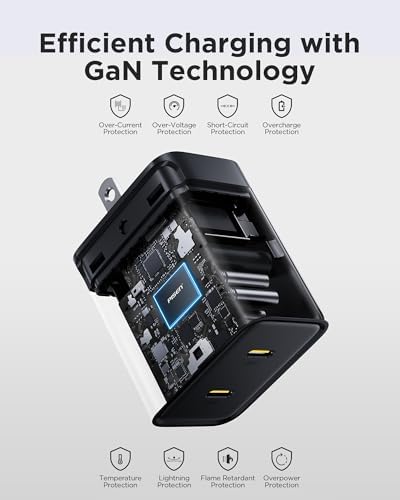 PISEN 45 W Ga N Dual USB-C Wall Charger – Compact Fast Charging Solution for i Phone 16, i Pad Pro, Samsung Galaxy S23 Ultra, and Mac Book – Foldable Design for Ultimate Portability and Enhanced Compatibility with PD & PPS Technology