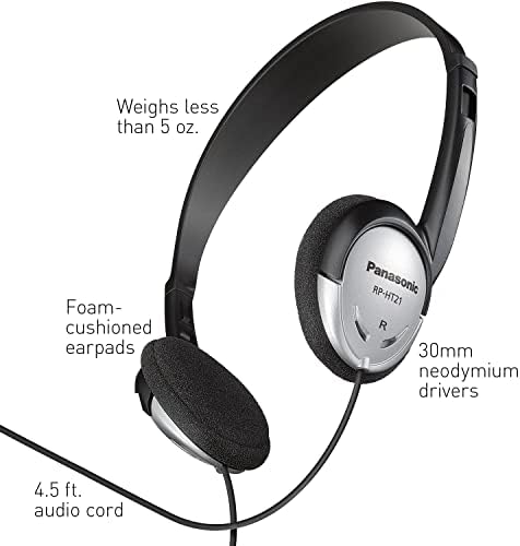 Panasonic RP-HT161-K Ultra-Lightweight Over-Ear Wired Headphones for Music Lovers – Experience Enhanced Bass and Crystal Clear Audio – Perfect for Long Listening Sessions with 3.5 mm Jack Compatibility for Smartphones and Laptops – Soft Ear Pads for Maximum Comfort and Noise Isolation – Ideal for Daily Use and Commutes