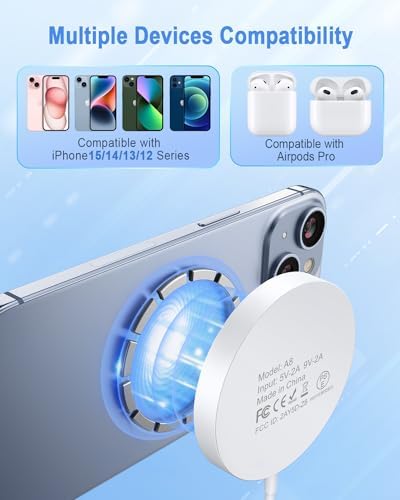 Elevate Your Charging Experience with the Ultimate Magnetic Wireless Charger – Fast Mag Safe 15 W Compatible with i Phone 16/15 Pro Series, Includes 20 W Type-C Adapter for Optimal Performance – Sleek White Design with LED Status Indicator for Effortless Charging on the Go