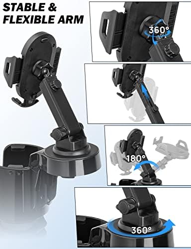 JOYTUTUS 360-Degree Rotating Cup Holder Phone Mount – Innovative Long Arm Smartphone Holder for Cars, Compatible with i Phone & Samsung (2-Pack) – Enhance Navigation & Hands-Free Calling Experience on the Go