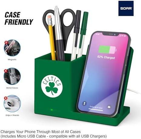 SOAR Smart Wireless Charger & Stylish Desktop Organizer – Fast 10 W Charging for Qi-Enabled Devices, Clutter-Free Workspace Solution with Built-in Storage and Safety Features