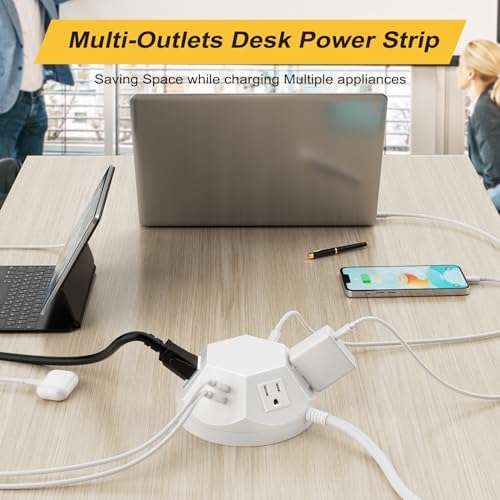 Advanced Power Strip Tower with Surge Protection, 20 W USB-C Charging Ports, 4 AC Outlets, and 4 USB Ports – 6.56 FT Extension Cord for Optimal Connectivity in Home Office, Bedroom, and Living Spaces – Compact Design for Space-Saving Efficiency and Enhanced Device Safety
